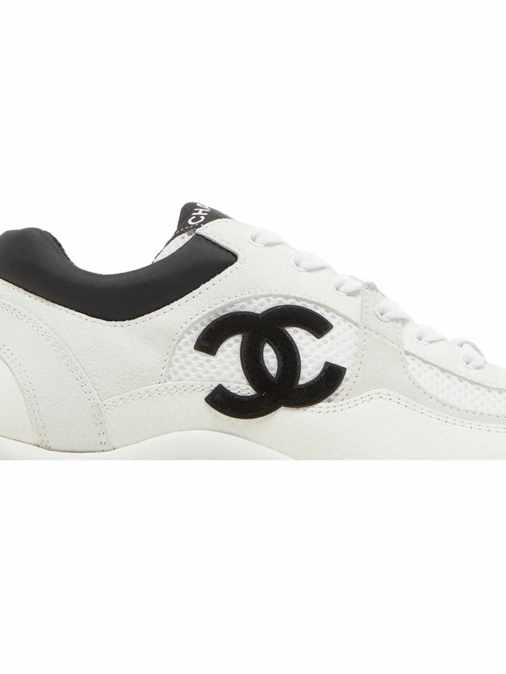 Chanel White & Black CC Logo Runner Sneakers - Picture 2 of 4